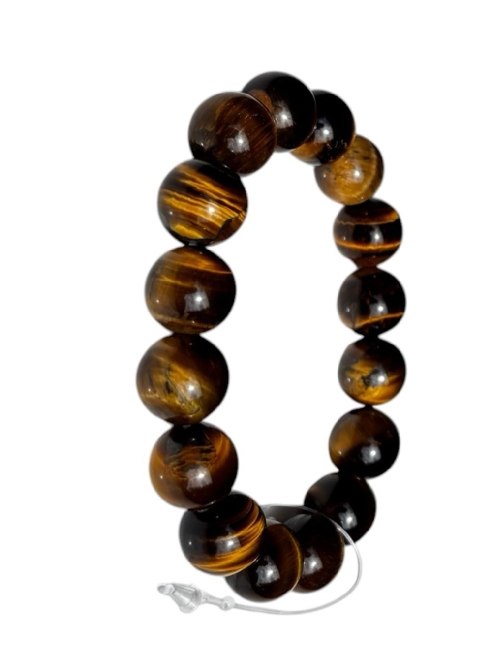 Unisex Tiger Eye Gemstone Polished Brown Bracelet Women Men